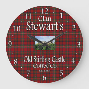 Clan Stewarts Old Stirling Castle Coffee Co. Große Wanduhr