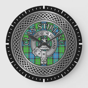 Clan Stirling Wappen & Tartan Knot Große Wanduhr