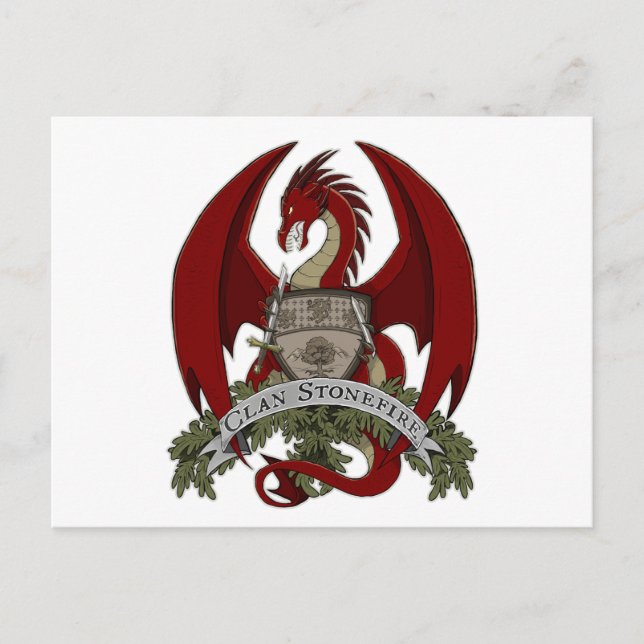 Clan Stonefire Wappen (Roter Drache) Postkarte (Vorderseite)