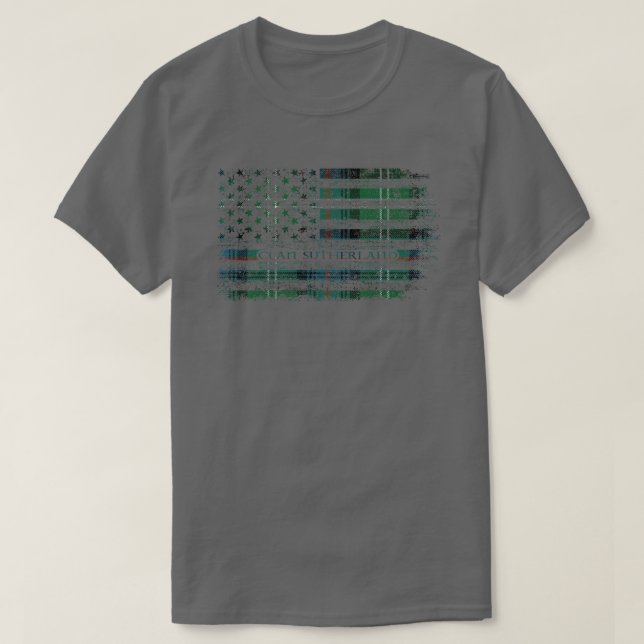Clan Sutherland Scottish tartan US Flaggenkilomete T-Shirt (Design vorne)