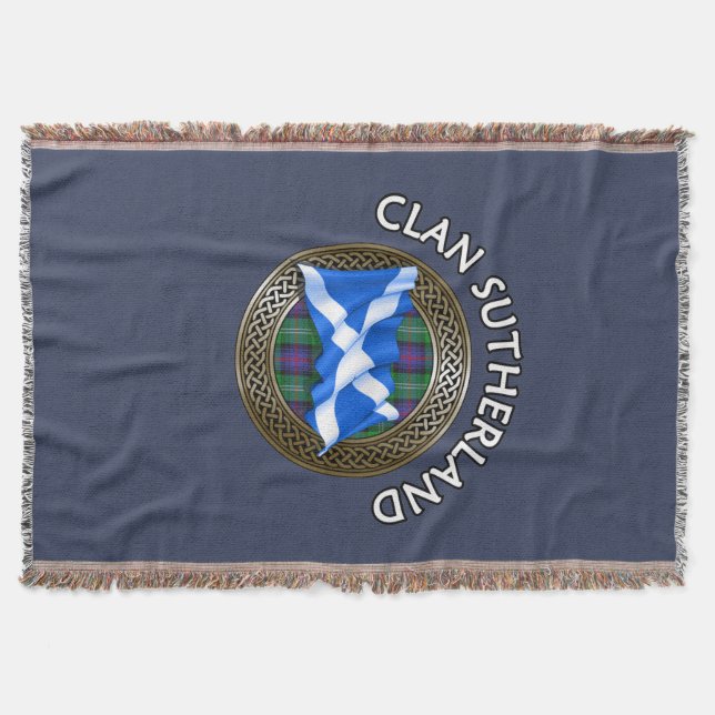 Clan Sutherland Tartan Knot & Flag Decke (Vorderseite)