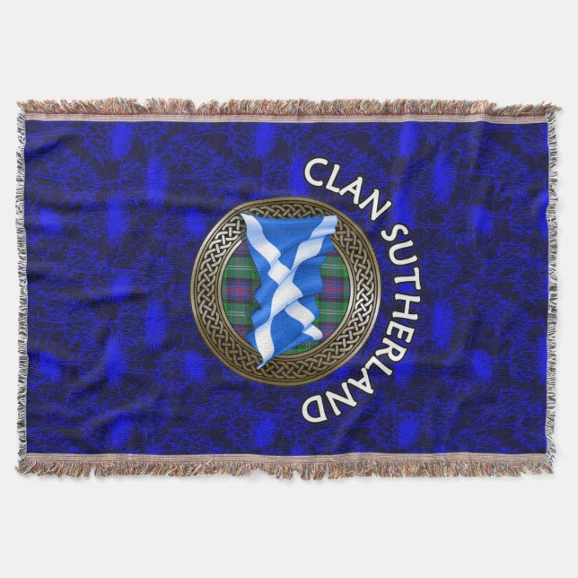 Clan Sutherland Tartan Knot & Flag Decke (Vorderseite)