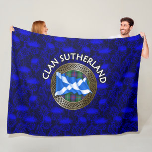 Clan Sutherland Tartan Knot & Flag Fleecedecke