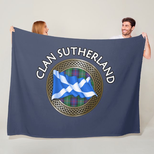 Clan Sutherland Tartan Knot & Flag Fleecedecke (Beispiel)