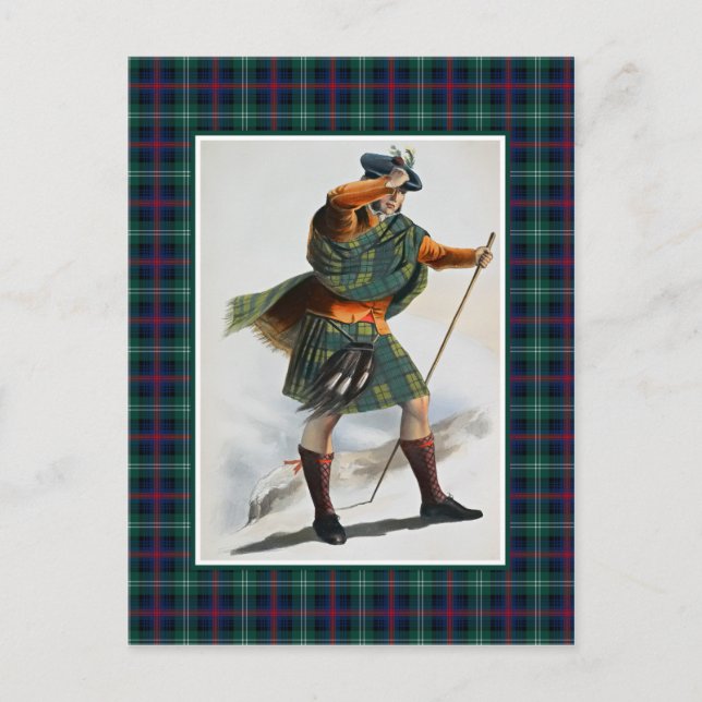 Clan Sutherland Vintag Illustration Tartan Frame Postkarte (Vorderseite)
