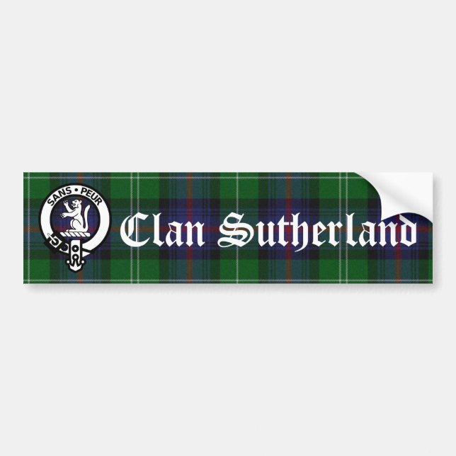 Clan Sutherland Wappen Abzeichen & Tartan Autoaufkleber (Vorne)