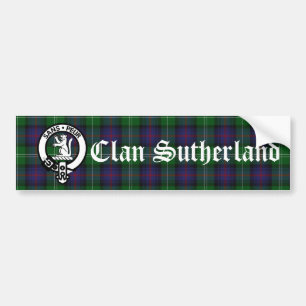 Clan Sutherland Wappen Abzeichen & Tartan Autoaufkleber