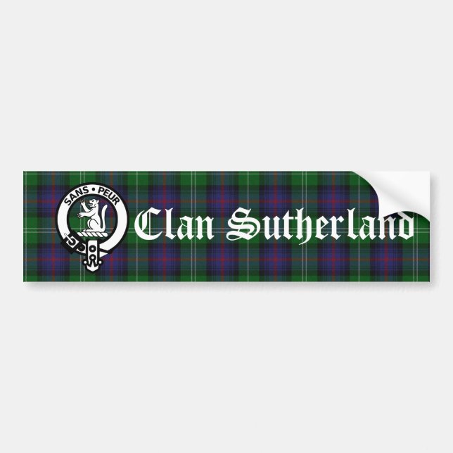 Clan Sutherland Wappen Abzeichen & Tartan Autoaufkleber (Vorne)