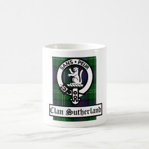 Clan Sutherland Wappen Abzeichen & Tartan Kaffeetasse