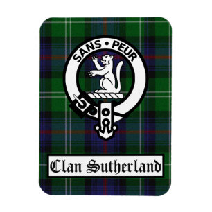 Clan Sutherland Wappen Abzeichen & Tartan Magnet