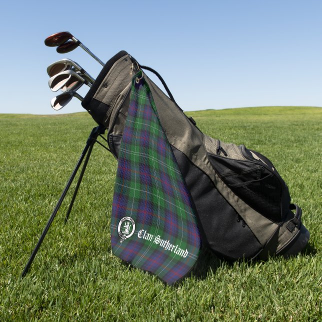 Clan Sutherland Wappen & Tartan individuell anpass Golfhandtuch (Gras)