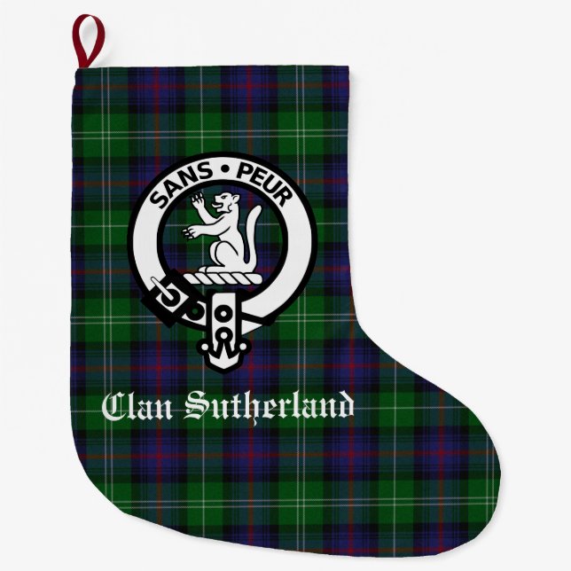 Clan Sutherland Wappen & Tartan individuell anpass Großer Weihnachtsstrumpf (Vorderseite)