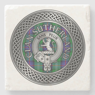 Clan Sutherland Wappen & Tartan Knot Steinuntersetzer