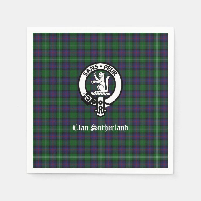 Clan Sutherland Wappen & Tartan Küchentücher Serviette (Vorderseite)