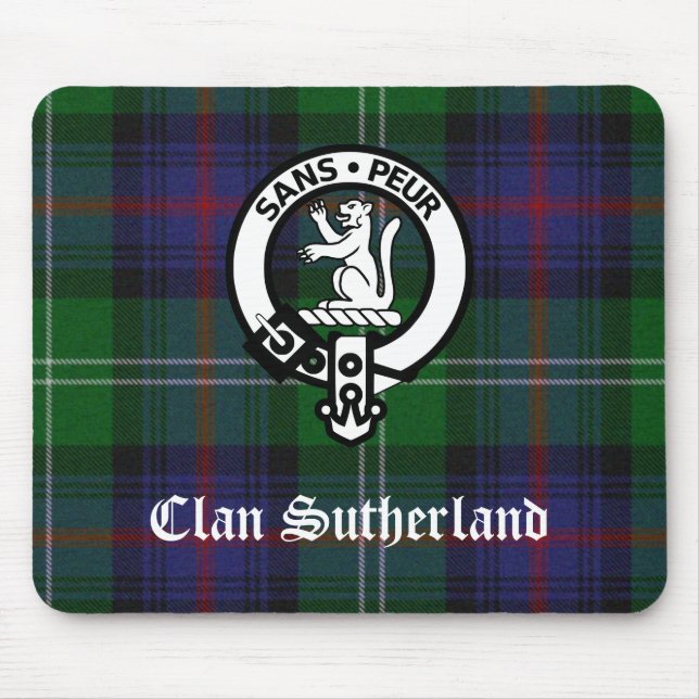 Clan Sutherland Wappen & Tartan Mousepad (Vorne)