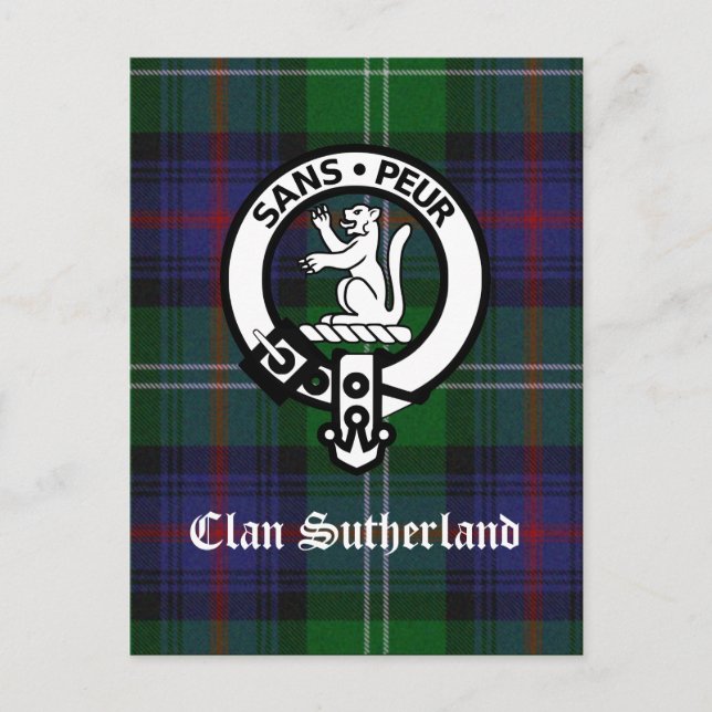 Clan Sutherland Wappen & Tartan Postcard Postkarte (Vorderseite)