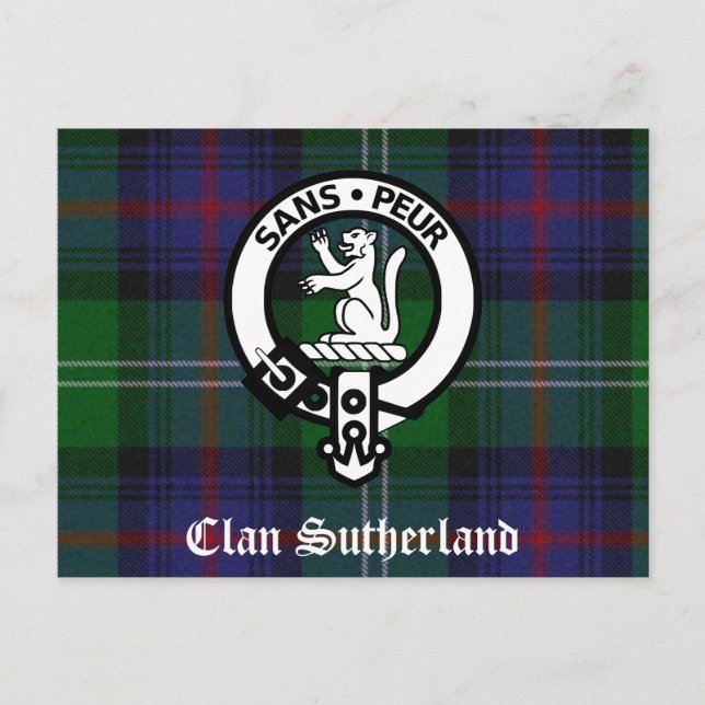 Clan Sutherland Wappen & Tartan Postkarte (Vorderseite)