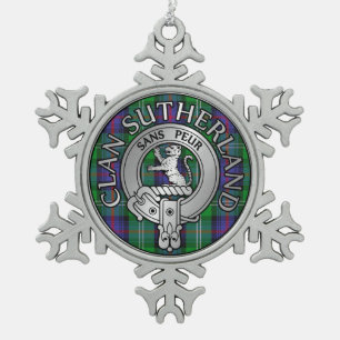 Clan Sutherland Wappen & Tartan Schneeflocken Zinn-Ornament
