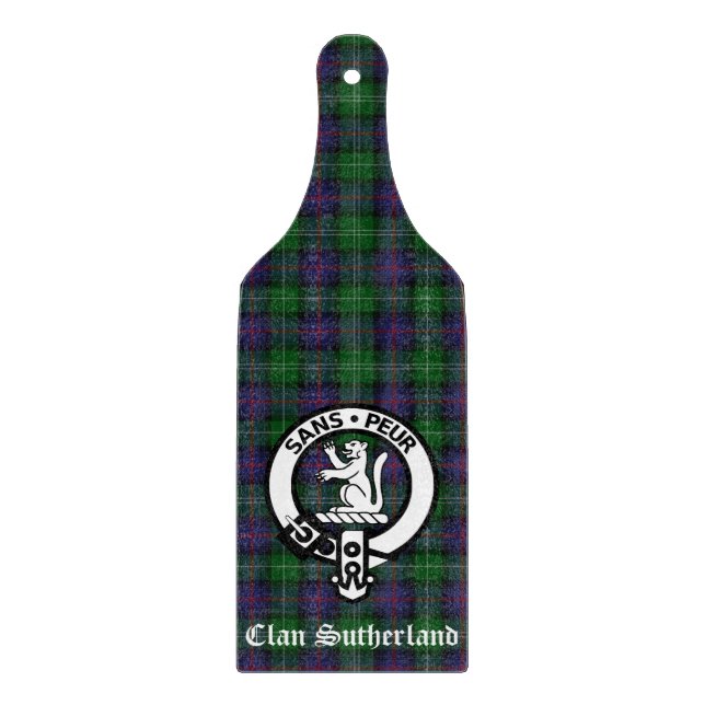 Clan Sutherland Wappen & Tartan Schneidebrett (Vorderseite)