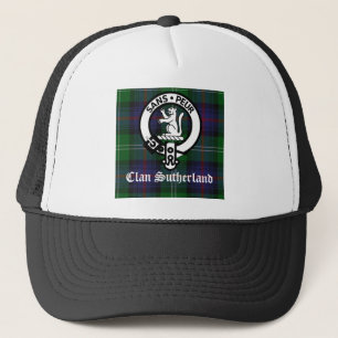 Clan-Sutherland Wappen u. Tartan Truckerkappe