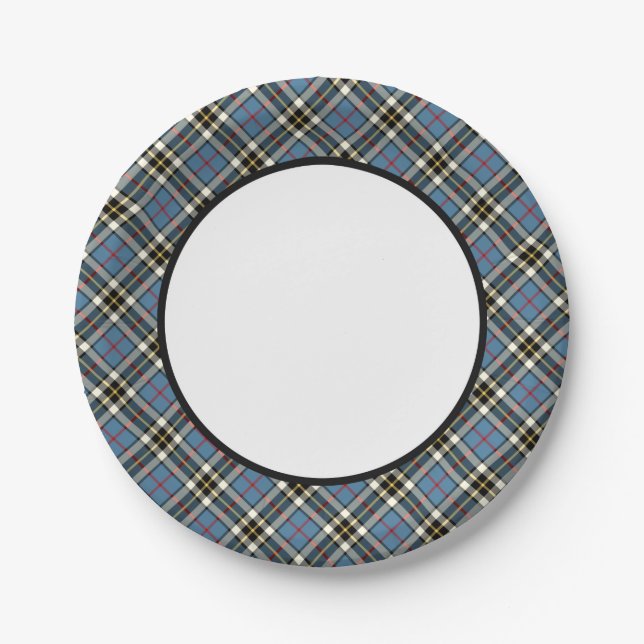 Clan Thompson Blue Dress Tartan Border Pappteller (Vorderseite)