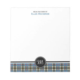 Clan Thompson Blue Dress Tartan Monogram Notizblock