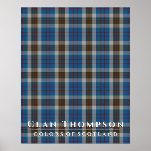 Clan Thompson Colors of Scotland Blue Gray Tartan Poster