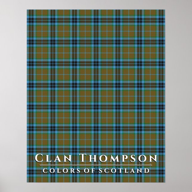 Clan Thompson Colors Scotland Blue Brown Tartan Poster (Vorne)