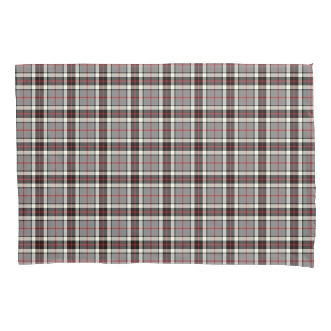 Clan Thompson Gray und Red Scottish Tartan Kissenbezug (Vorderseite)
