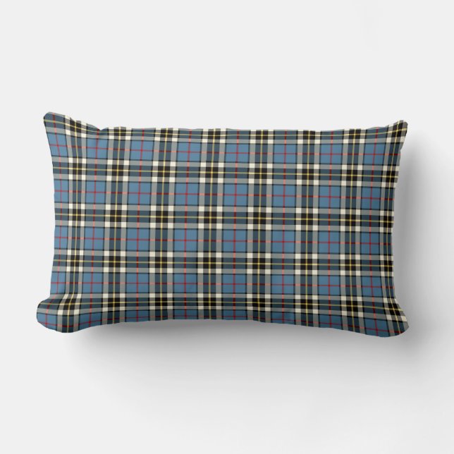 Clan Thompson Light Blue und Black Tartan Lendenkissen (Vorderseite)