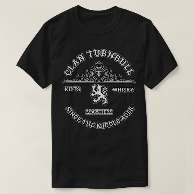 Clan Turnbull Scottish Kilt Highland Games T-Shirt (Design vorne)