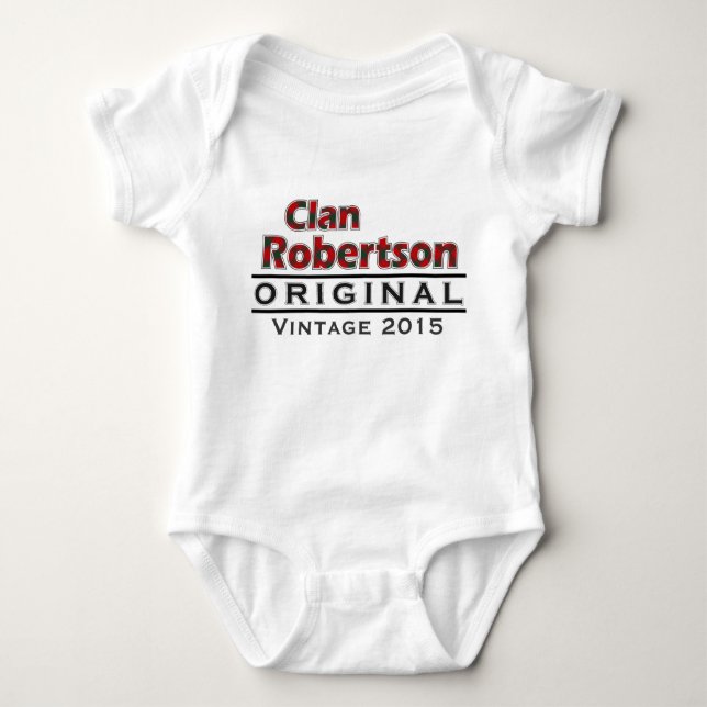 Clan Vintager Robertson fertigen Ihr Birthyear Baby Strampler (Vorderseite)