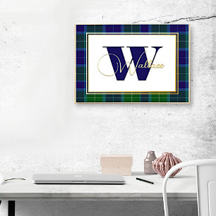 Clan Wallace Monogram und Name auf Kariert Foliendrucke