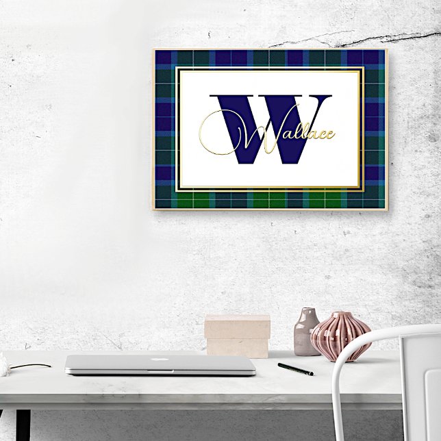 Clan Wallace Monogram und Name auf Kariert Foliendrucke (Von Creator hochgeladen)