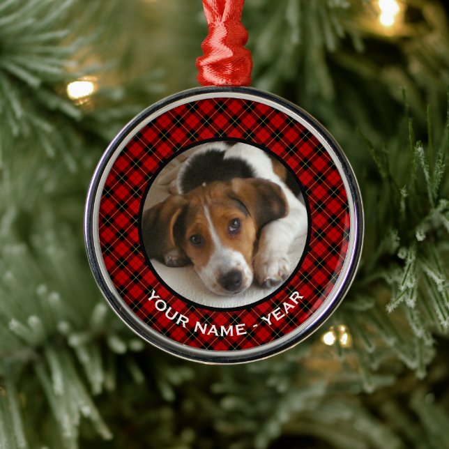 Clan Wallace Red Scottish Kariert Foto Ornament Aus Metall (Baum)