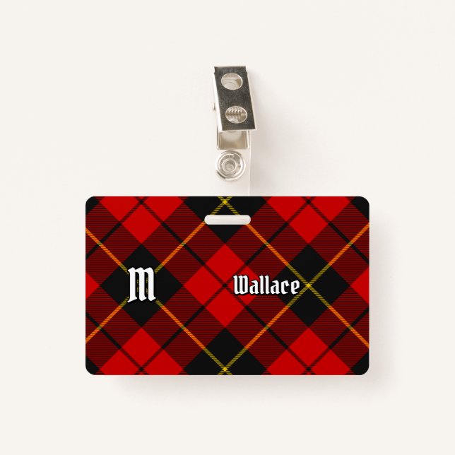 Clan Wallace Tartan Abzeichen Ausweis (Vorderseite mit Klammer)
