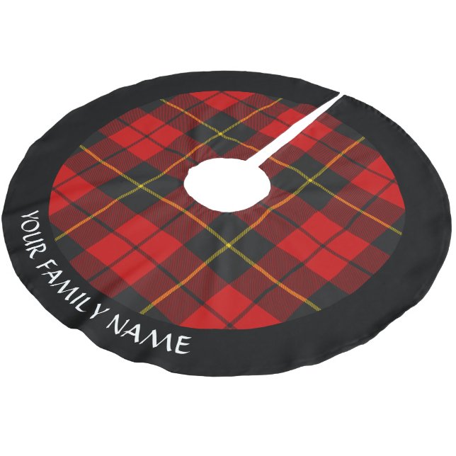 Clan Wallace Tartan Brushed Polyester Tree Skirt Weihnachtsbaumdecke (Schrägansicht)