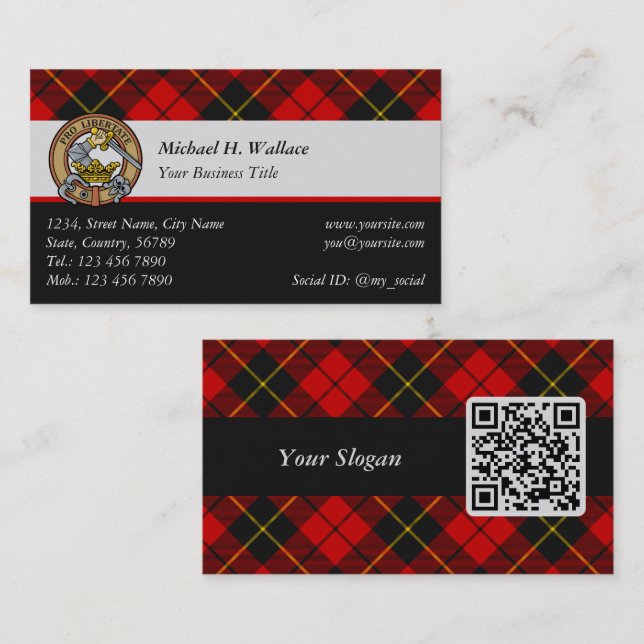 Clan Wallace Tartan Business Card Visitenkarte (Vorne/Hinten)