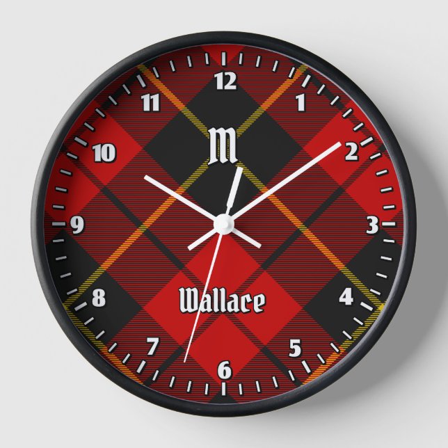 Clan Wallace Tartan Large Clock Uhr (Vorderseite)