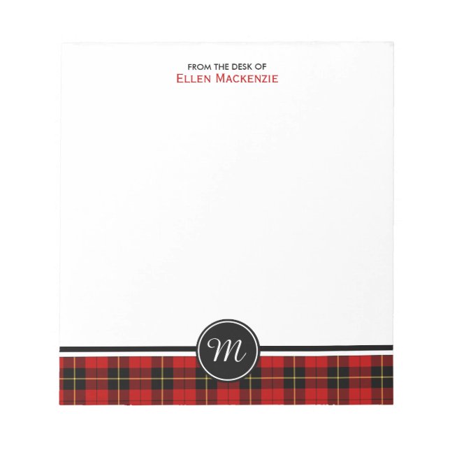 Clan Wallace Tartan Monogram Notizblock (Vorderseite)