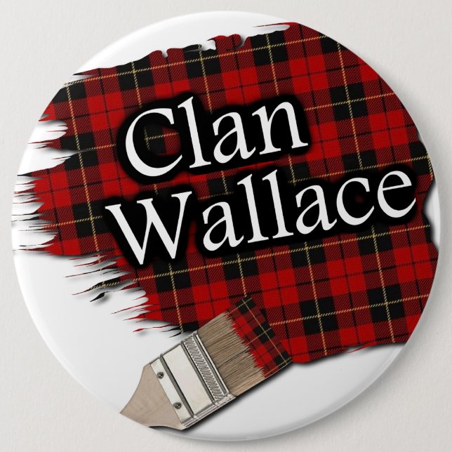 Clan Wallace Tartan Paint Brush Button (Vorderseite)