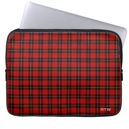 Clan Wallace Tartan Red and Black Kariert Monogram Laptopschutzhülle