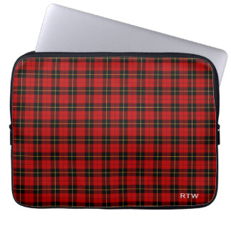 Clan Wallace Tartan Red and Black Kariert Monogram Laptopschutzhülle