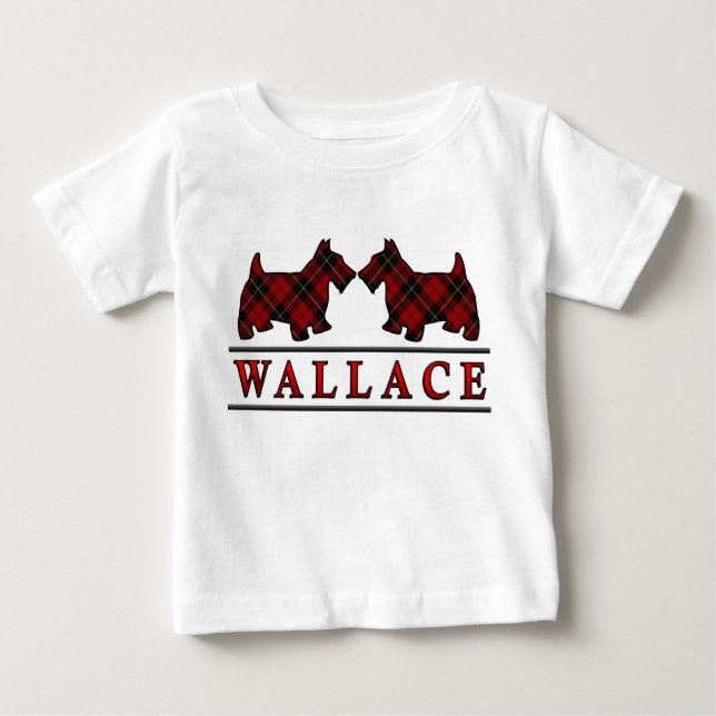 Clan Wallace Tartan Scottie Dogs Baby T-shirt (Vorderseite)