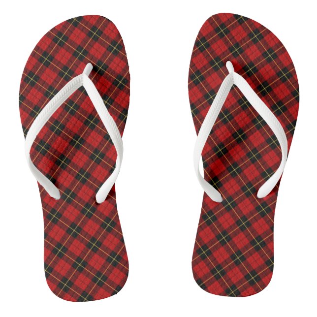 Clan Wallace Tartan Scottish Red und Black Kariert Flip Flops (Fußbett)