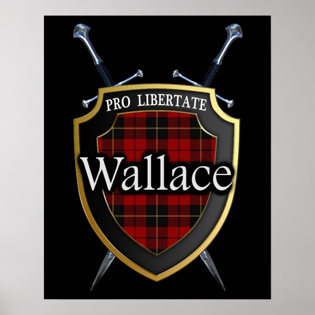 Clan Wallace Tartan Scottish Shield & Schwerter Poster (Vorne)