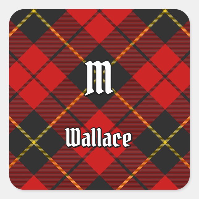 Clan Wallace Tartan Square Sticker (Vorderseite)