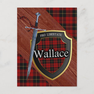 Clan Wallace Tartan Sword & Shield Postkarte