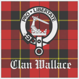 Clan Wallace Wappen Abzeichen und Tartan Aufkleber