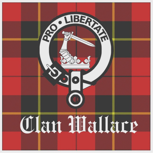 Clan Wallace Wappen Abzeichen und Tartan Aufkleber (Vorderseite)